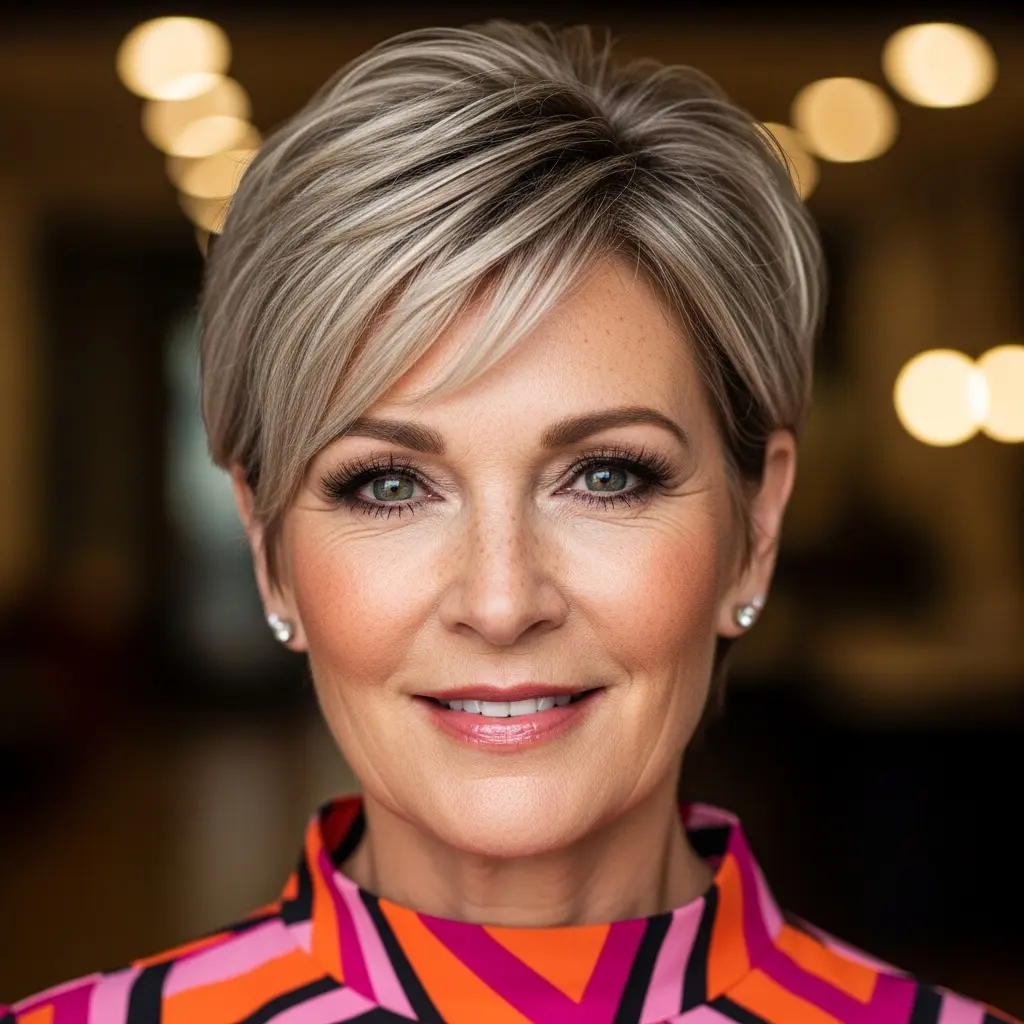 #10 Sweeping Pixie Cut with Blonde Highlights