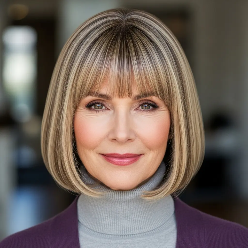 #12 Straight Bob with Full Bangs for Thin Hair