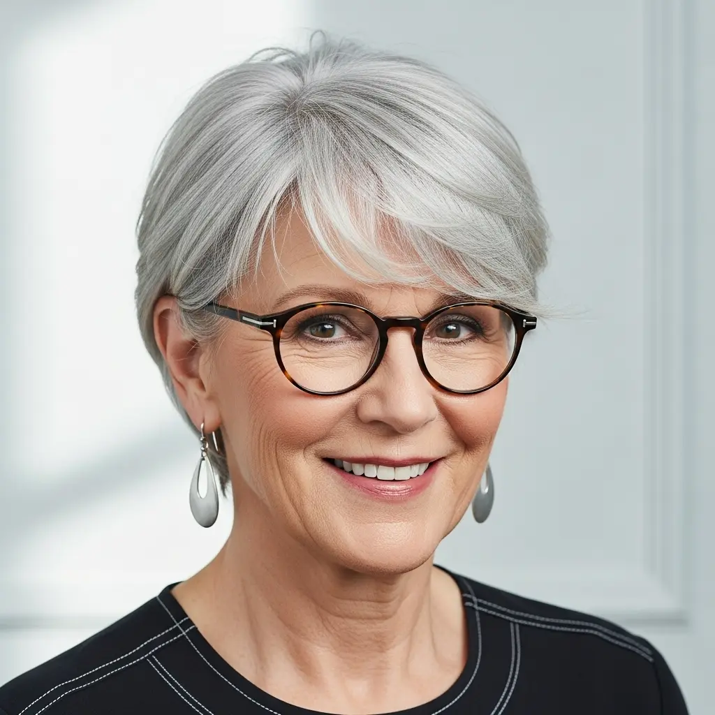 #12 Pixie for Women Over 60 with Glasses