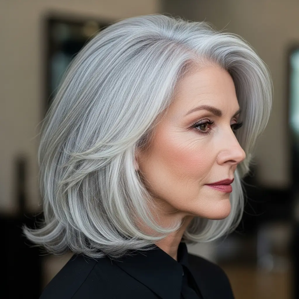 #13 Feathered Grey Bob