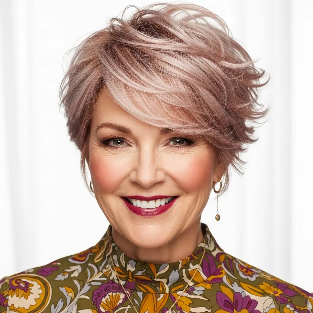 #13 Playful Textured Pixie with Soft Waves for Round Faces