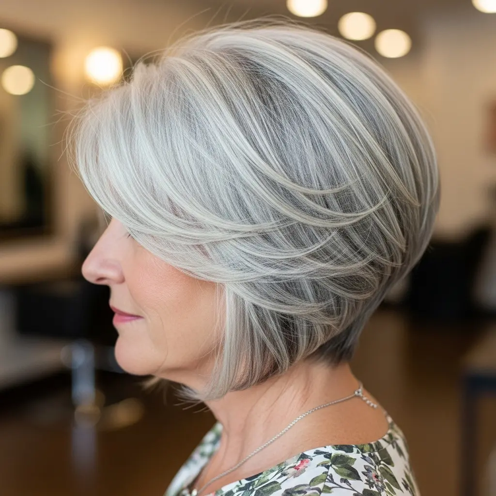 #13 Grey Wedge Bob For Women Over 50