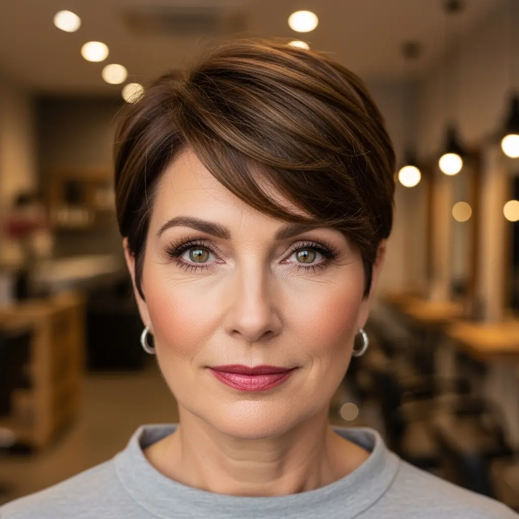 #14 Fresh Textured Pixie Cut for Round Faces