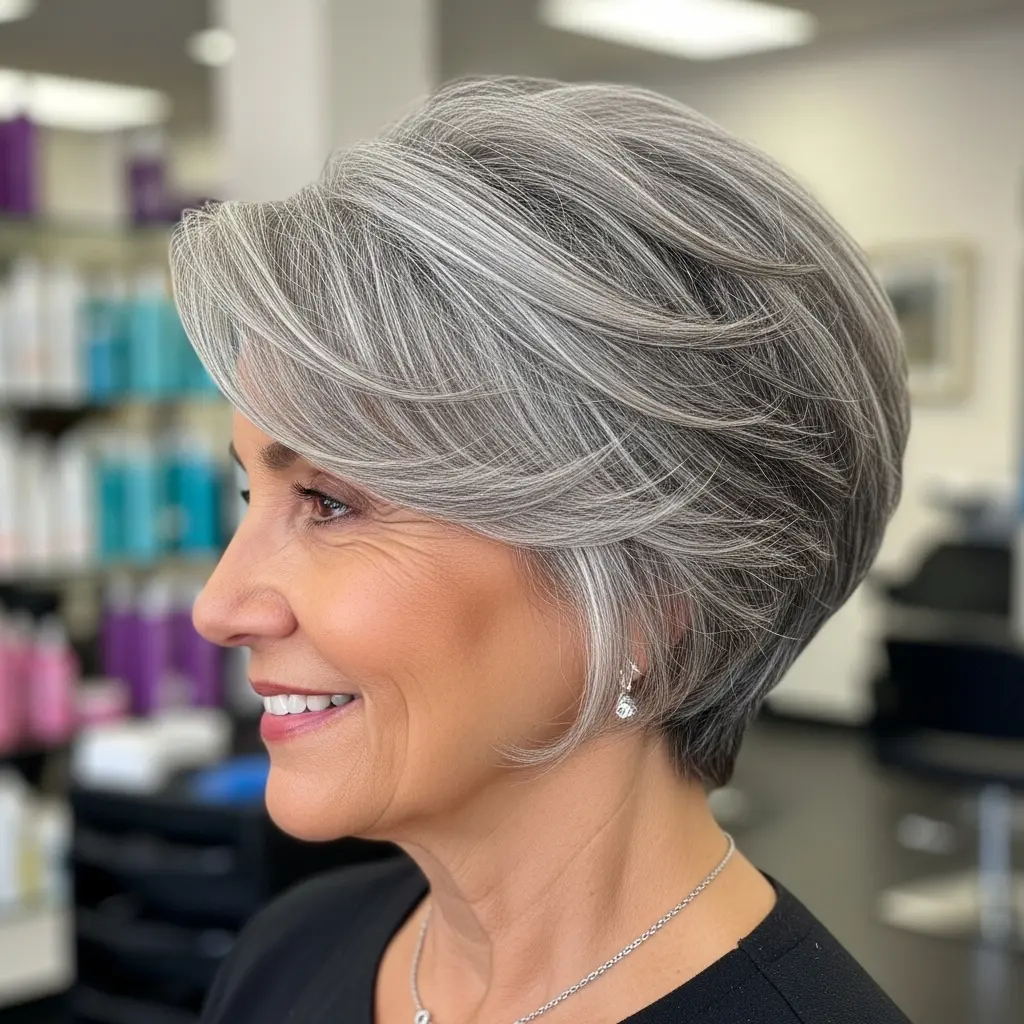 #14 Ear-Length Stacked Haircut with Long Bangs