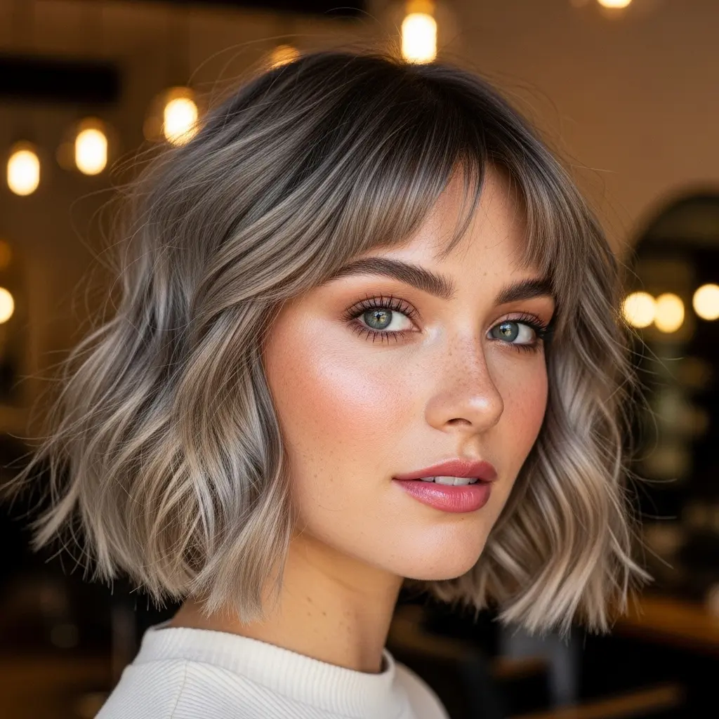 #14 Layered Shaggy Bob With Bangs