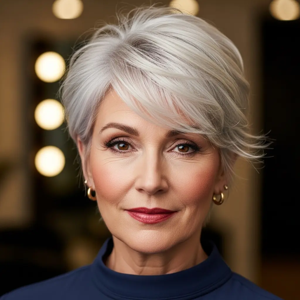 #15 Platinum Blonde Textured Pixie with Soft Layers