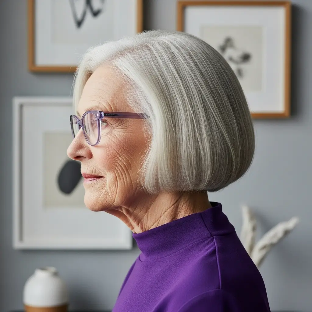 #16 Short Bob with Layers for Women with Large Glasses