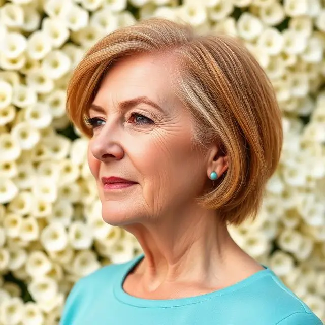 #16 Jaw-Length Angled Bob with Copper Highlights