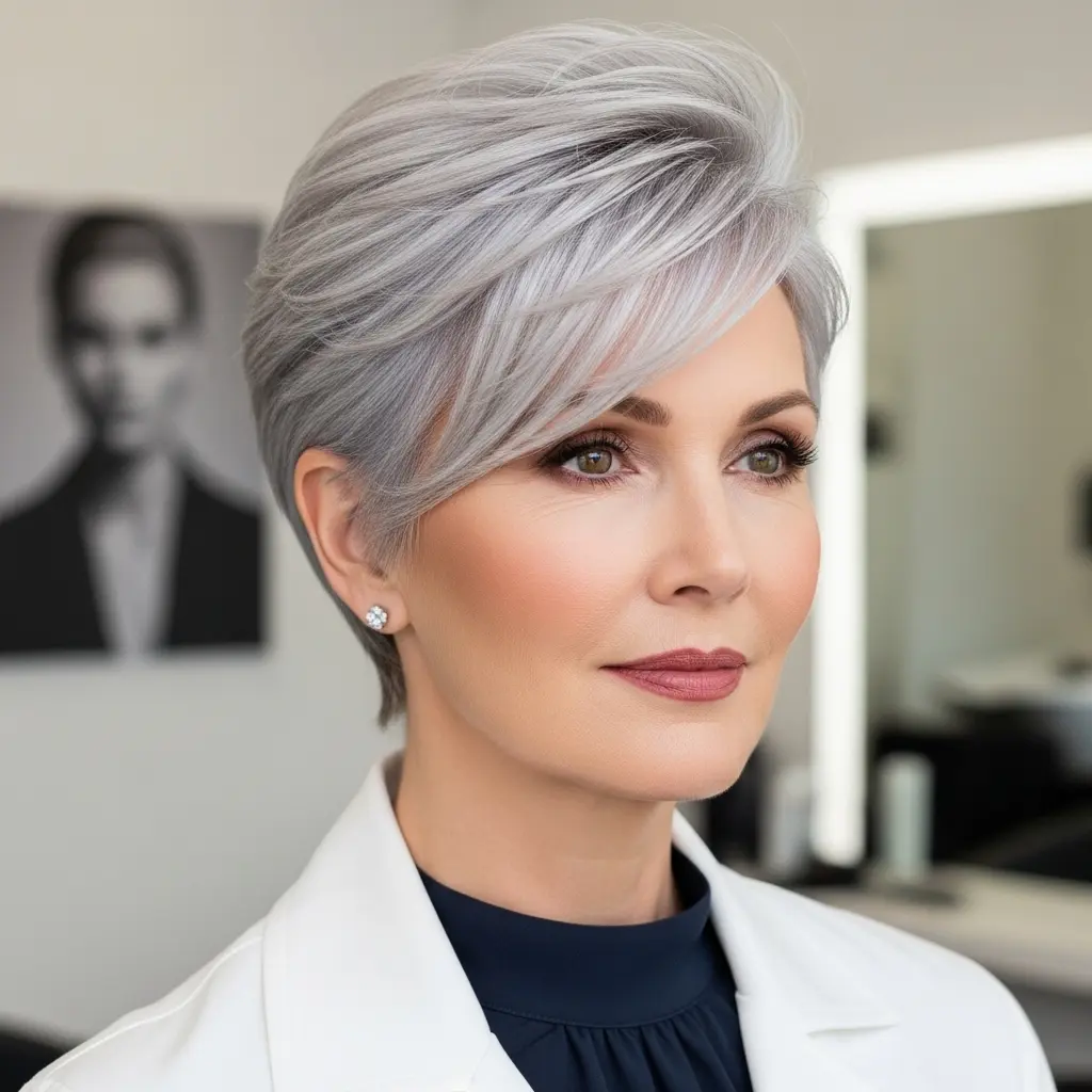 #16 Very Short Pixie with Long Bangs