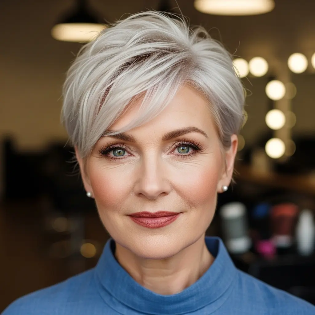 #16 Luminous Blonde Textured Crop for Mature Women