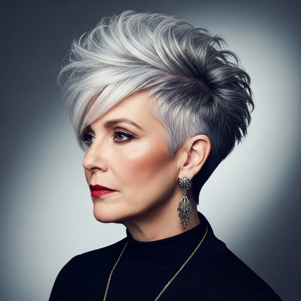 #16 Naturally Gray Spiky Long Pixie