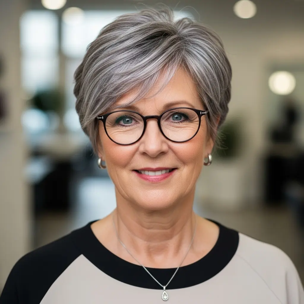 #17 Layered Pixie for Women with Glasses