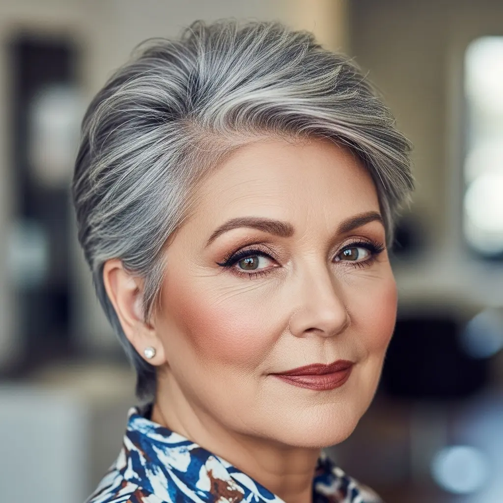 #19 Brushed-Back Short Crop for Fine Hair