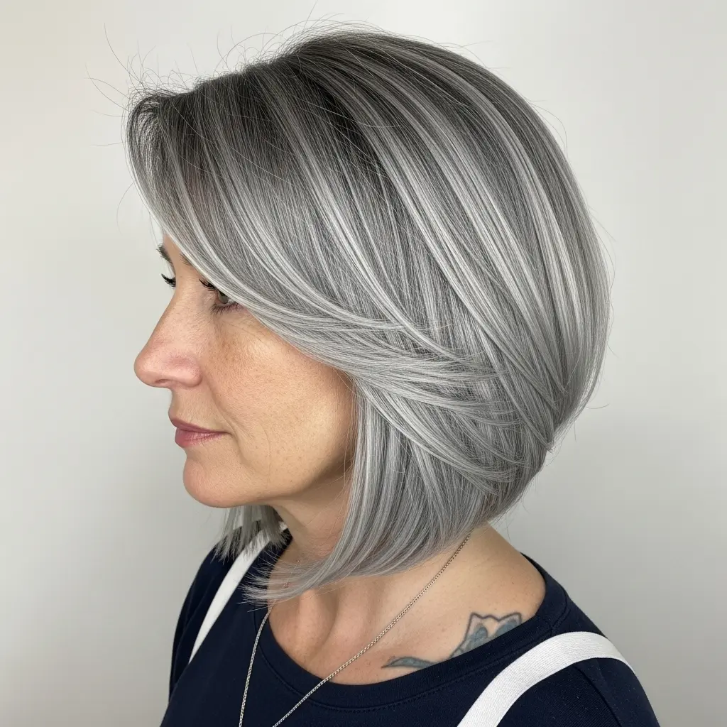 #22 Gray Balayage with Darker Roots
