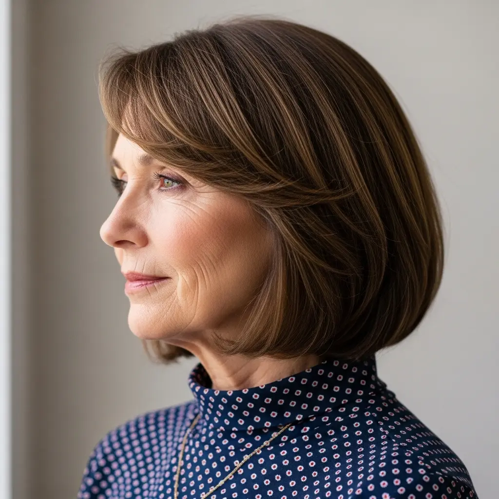 #24 Layered Bob Cut with Side Bangs