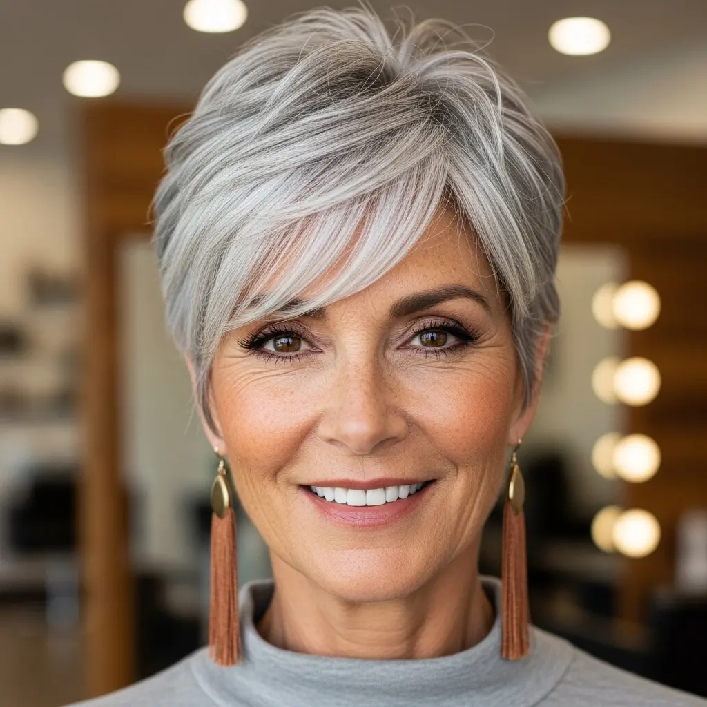 #3 Trendy Textured Pixie Cut for Round Faces