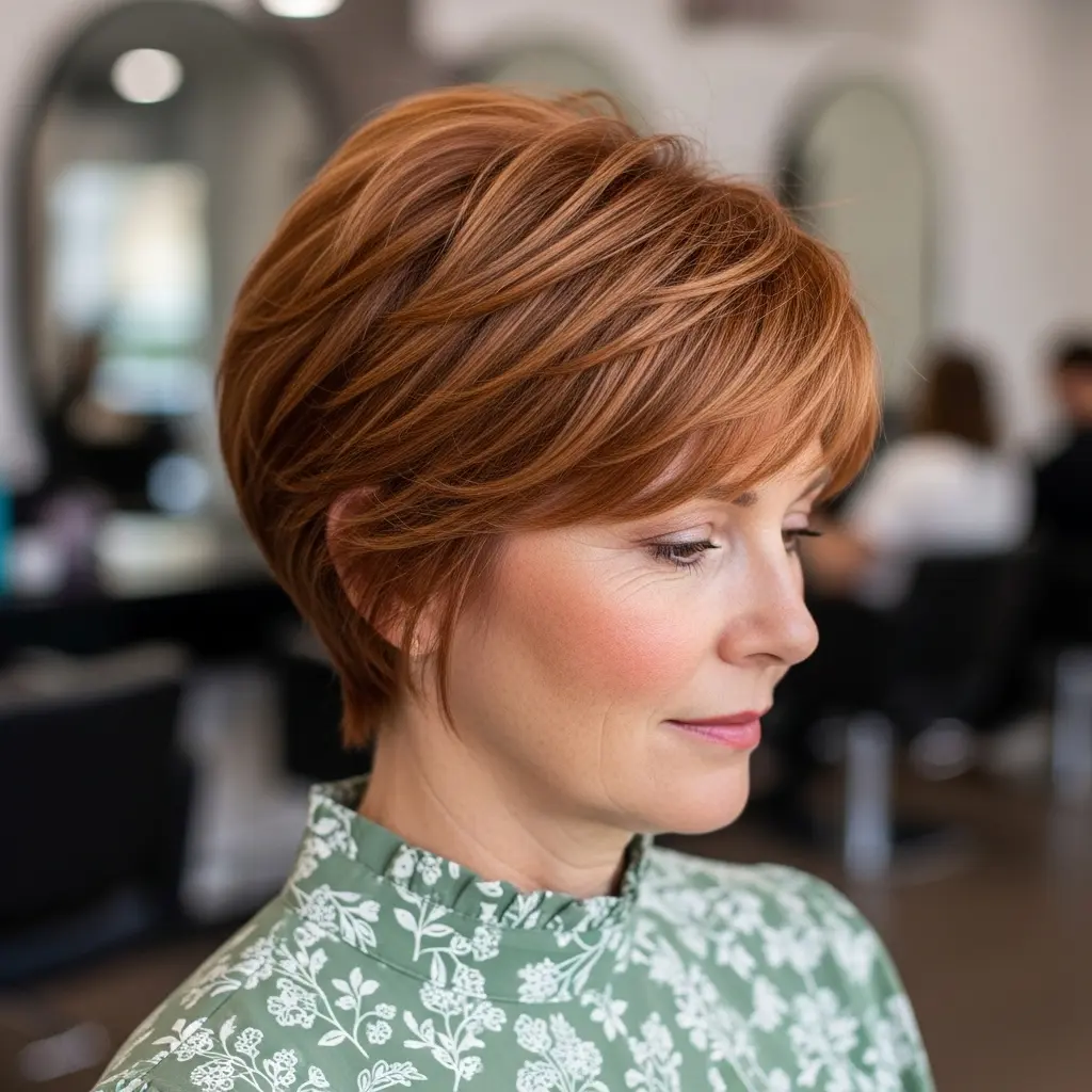 #3 Copper Feathery Pixie with Light Bangs