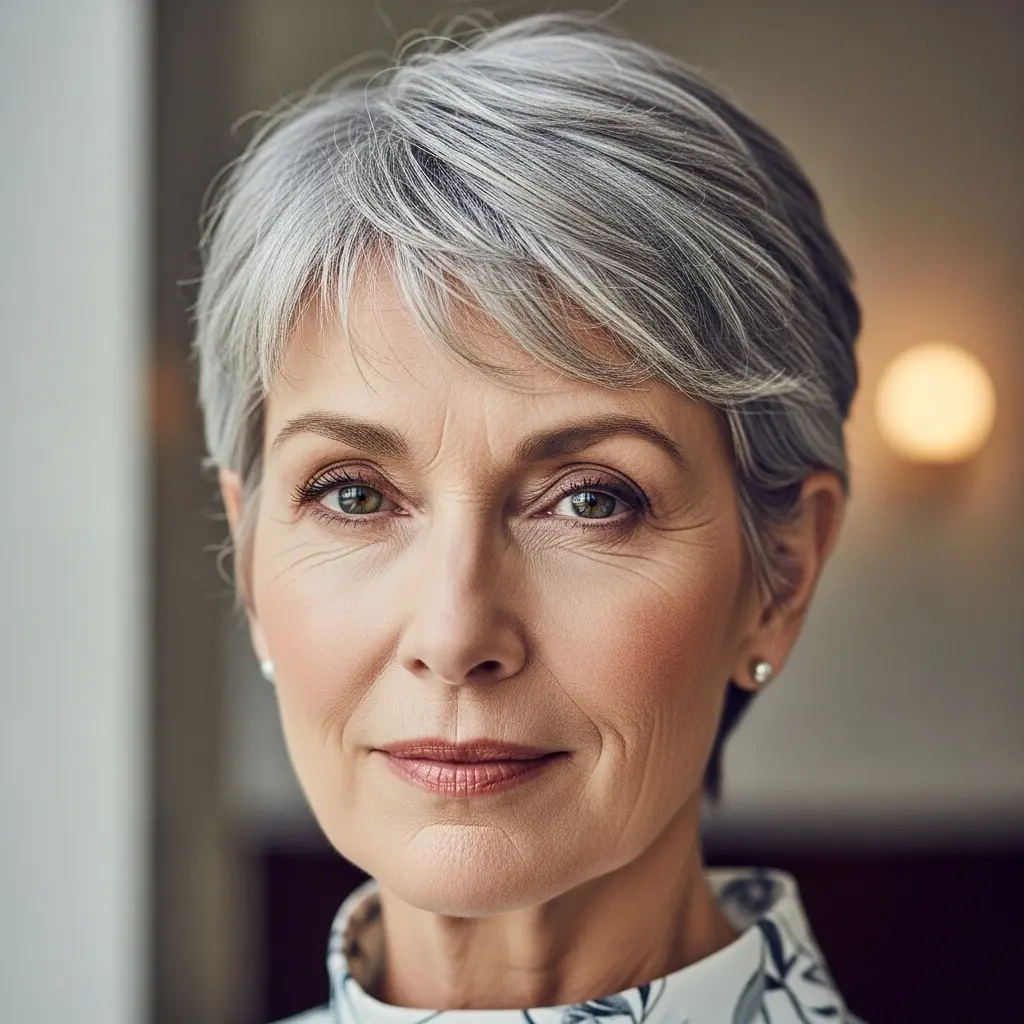 #3 Side-Swept Pixie for Natural Grey Hair