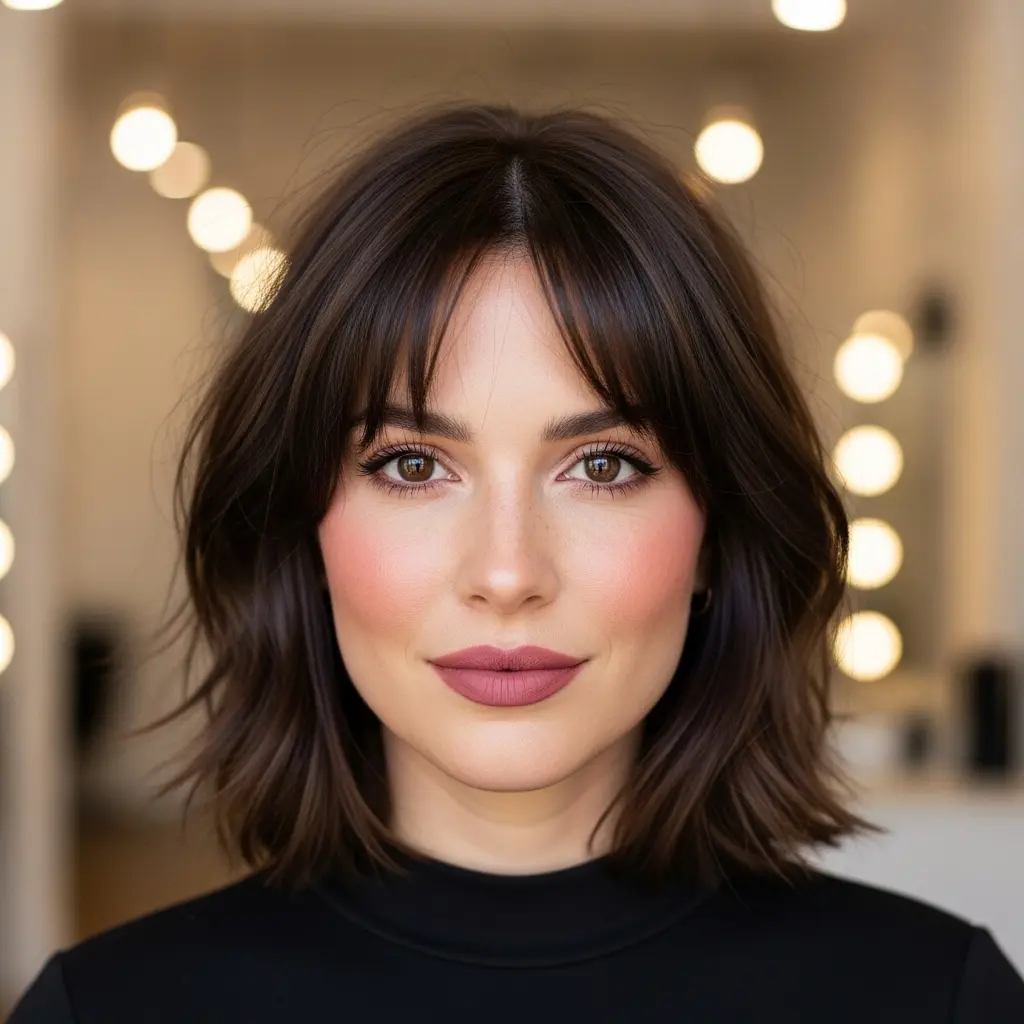 #3 Layered Shaggy Bob for Round Faces