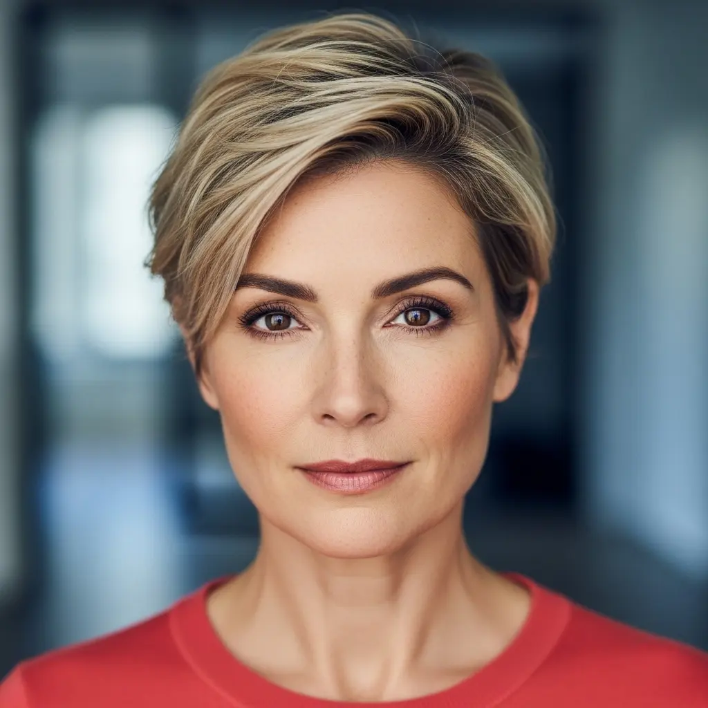 #4 Blonde and Rooted Long Pixie