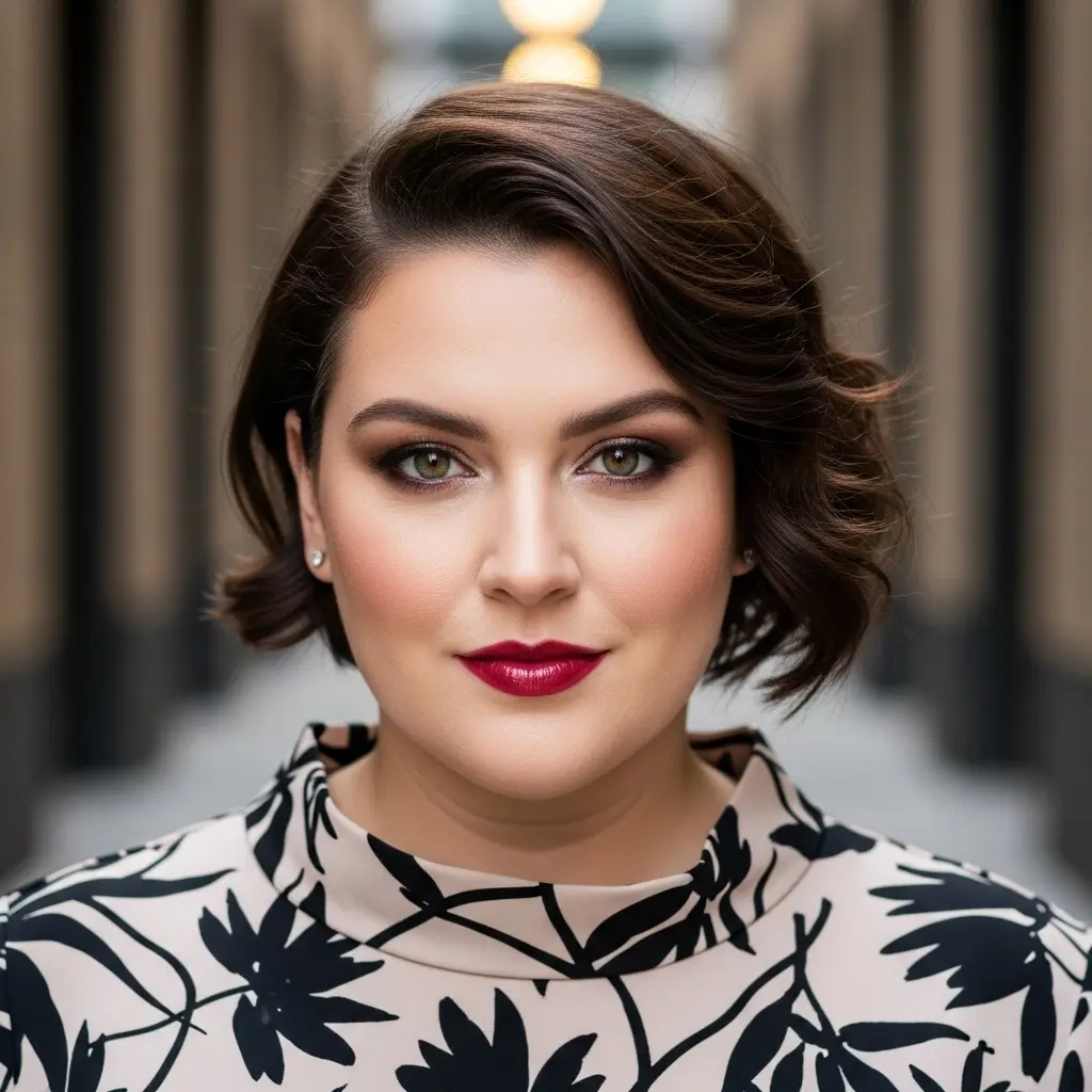 #4 Feminine Wavy Pixie Bob with Side Part