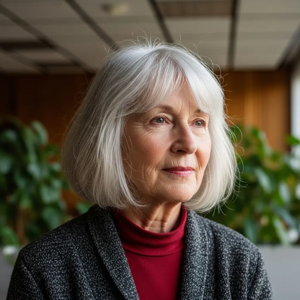 #5 White Shaggy Bob with Fringe