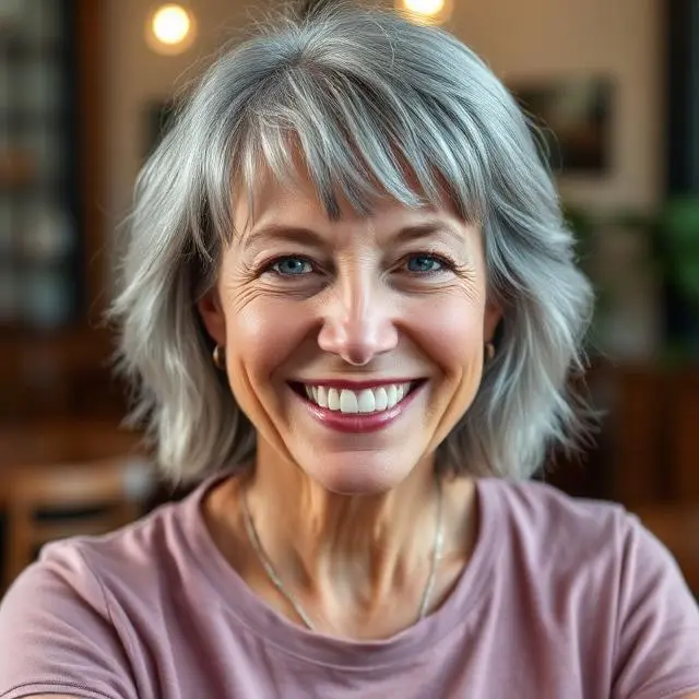 #6 Neck-Length Grey Shag with Wispy Bangs