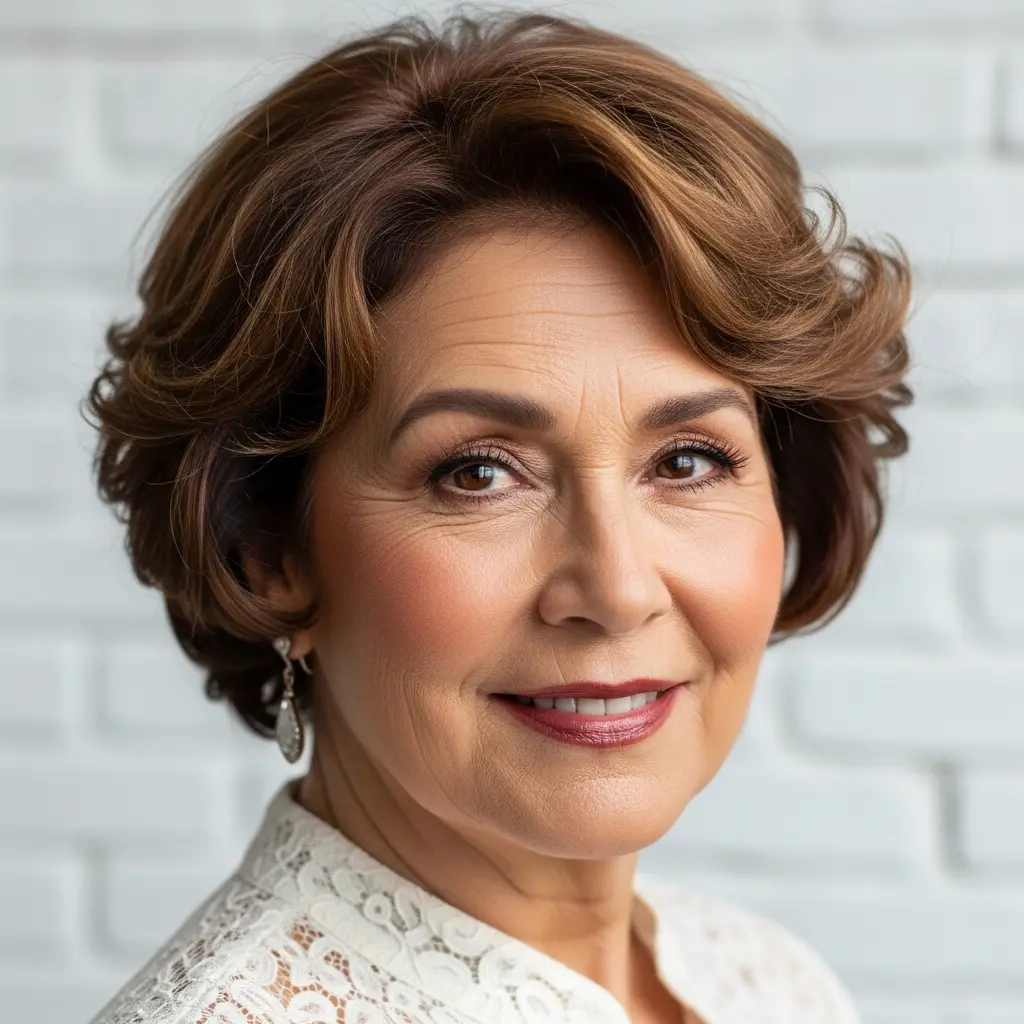 #6 Textured Curly Crop for Round Faces