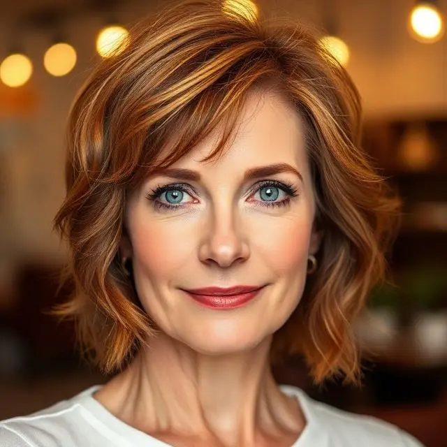 #6 Elegant Auburn Shag with Soft Waves for Mature Women