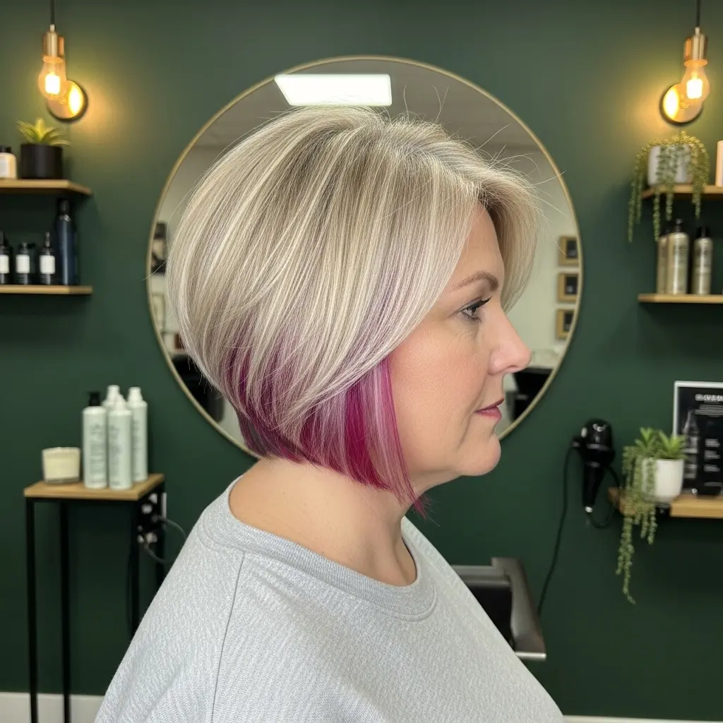 #7 Blonde Short Bob with Pink Peek-a-Boo Highlights
