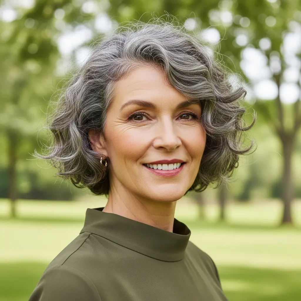 #8 Side-Parted Short Curly Bob