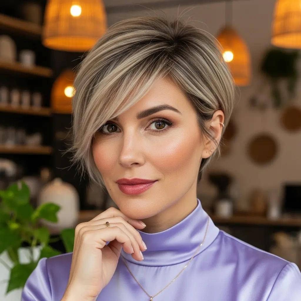 #9 Blonde Pixie Bob with Root Shadowing