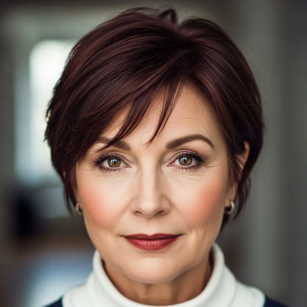 #9 Burnished Auburn Textured Pixie with Natural Flow