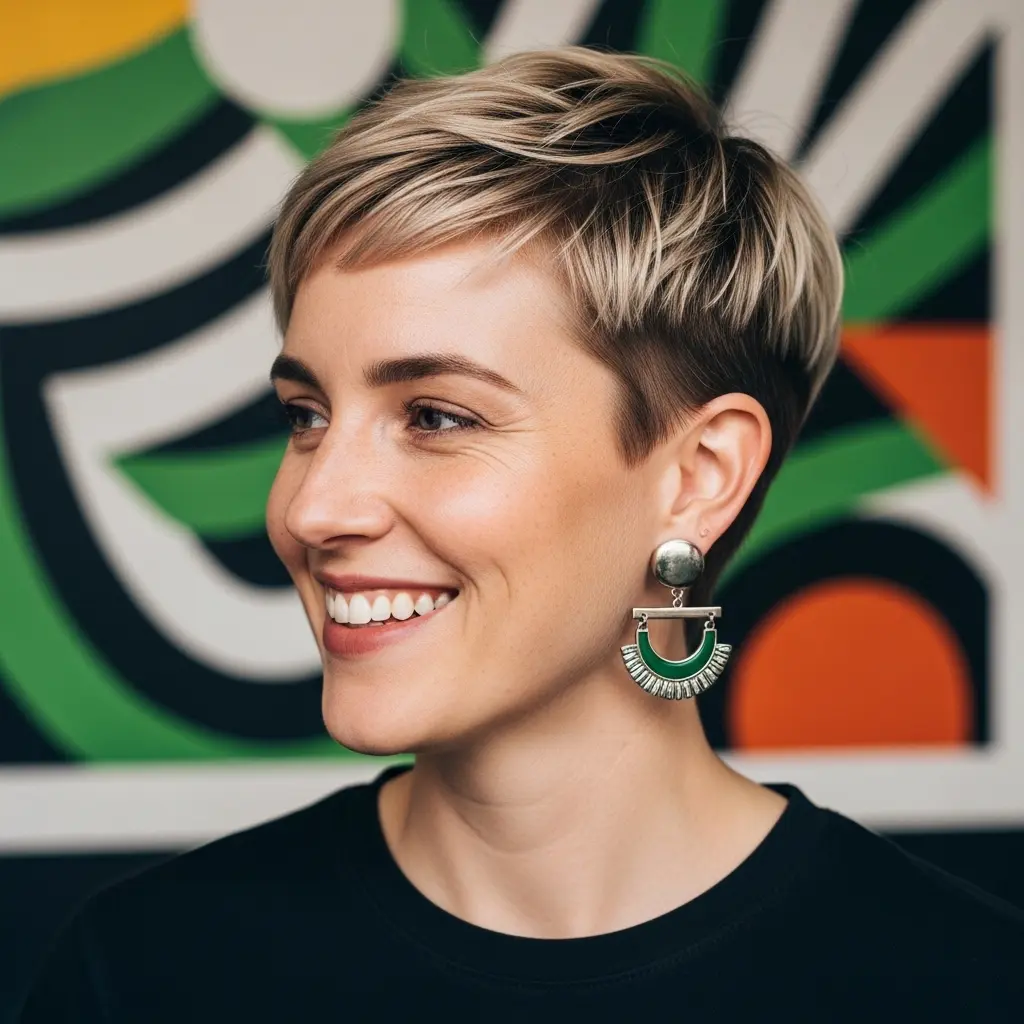 #15 Warm Golden Tousled Pixie with Soft Layers