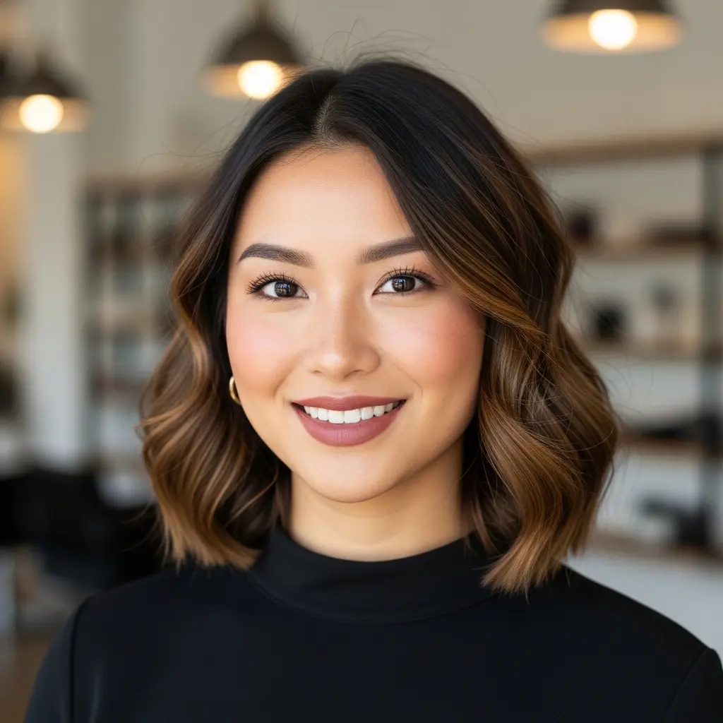 #9 Short Dark Brown Hair with Balayage