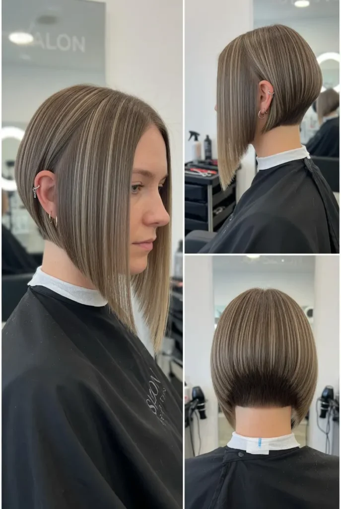#1 Sharp A-Line with Blonde Highlights