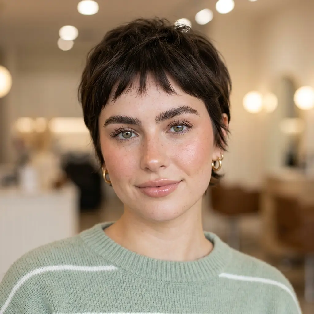 #1 Chic Textured Pixie Cut for Chubby Faces