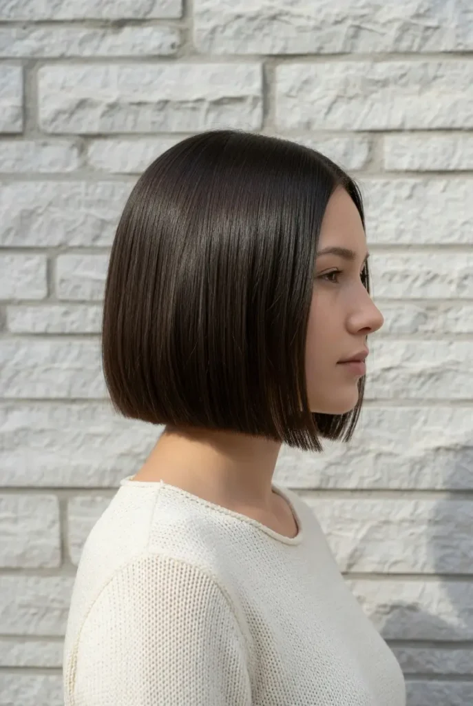 #11 Neck-Length Sleek Bob with a Middle Part