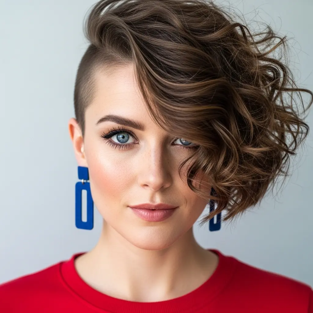 #14 Short Asymmetrical Side-Swept Curls