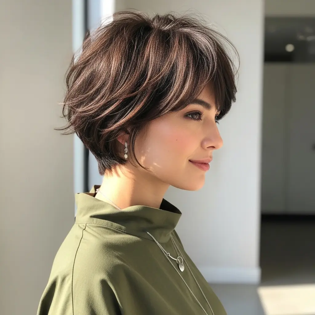 #15 Layered Pixie Bob with Fringe Bangs