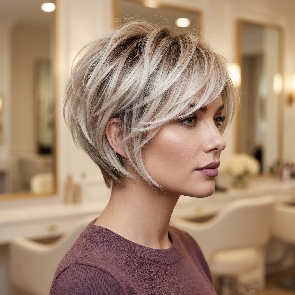 #16 Long Pixie Bob with Blonde Balayage