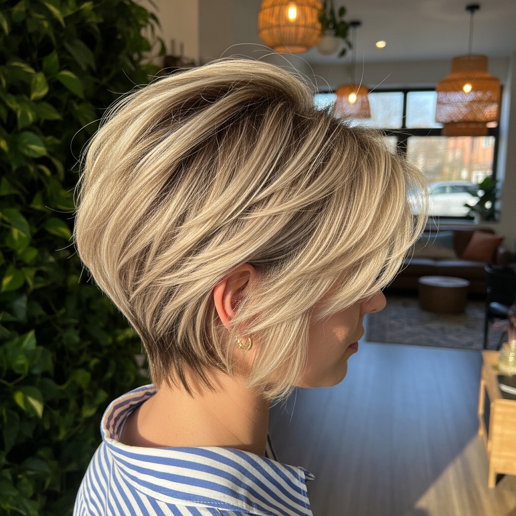 #18 Lovely Tapered Bixie with Dark Roots