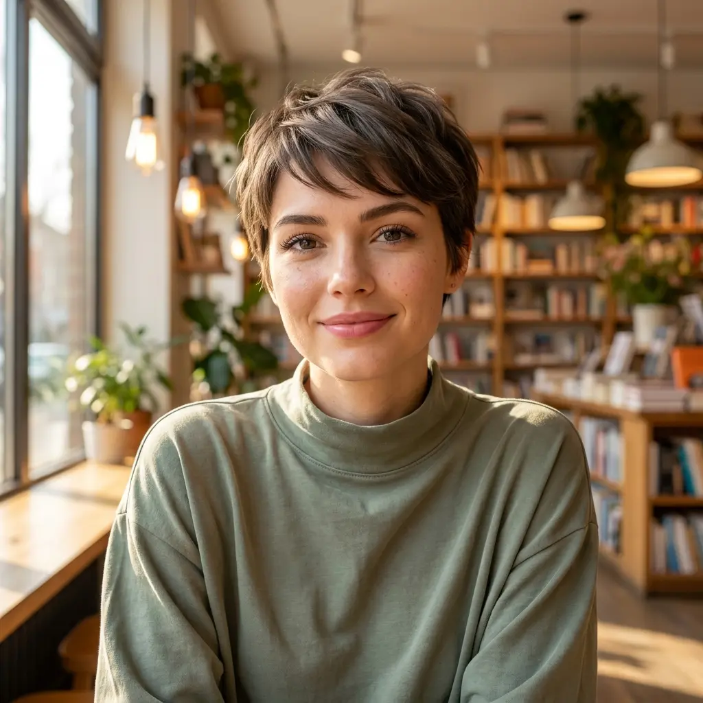 #2 Textured Pixie Cut for a Chubby Face