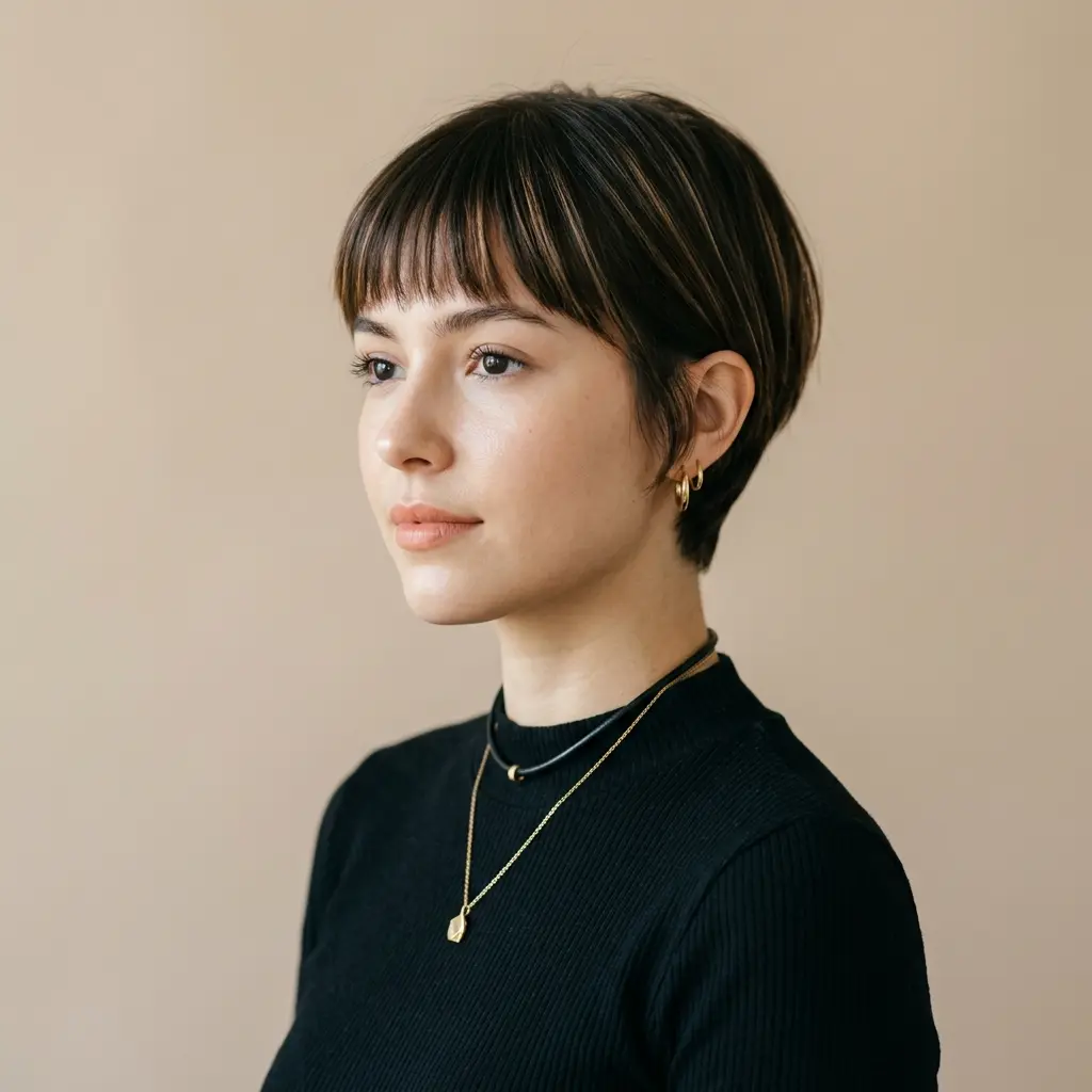 #4 Sleek Pixie Bob with Straight Bangs