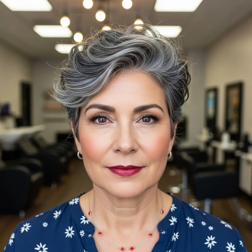 #5 Asymmetric Pixie Cut with Silver Balayage