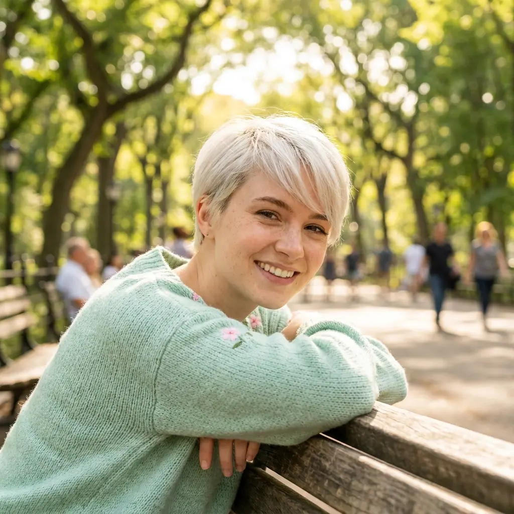 #7 Blonde Pixie Cut for a Round Chubby Face