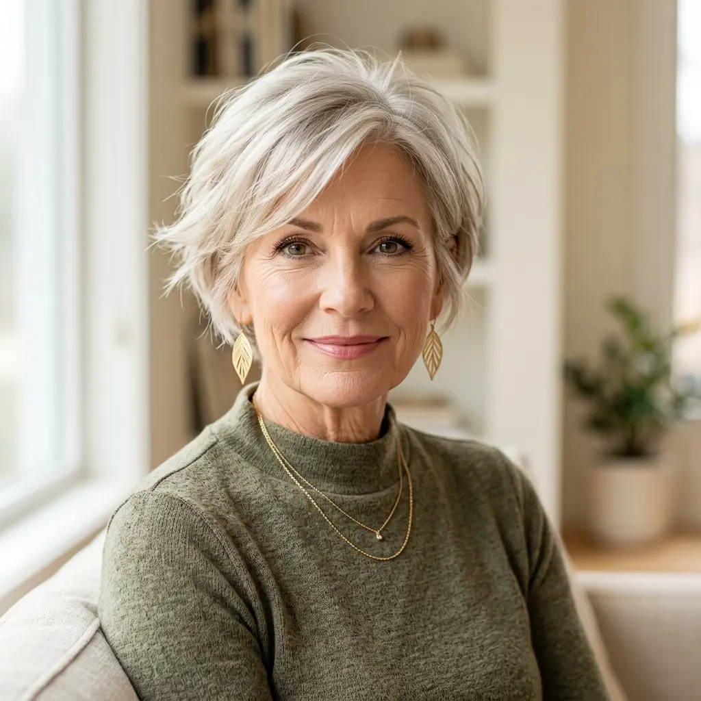 #8 Pixie Bob Cut with Wispy Bangs on Women Over 60
